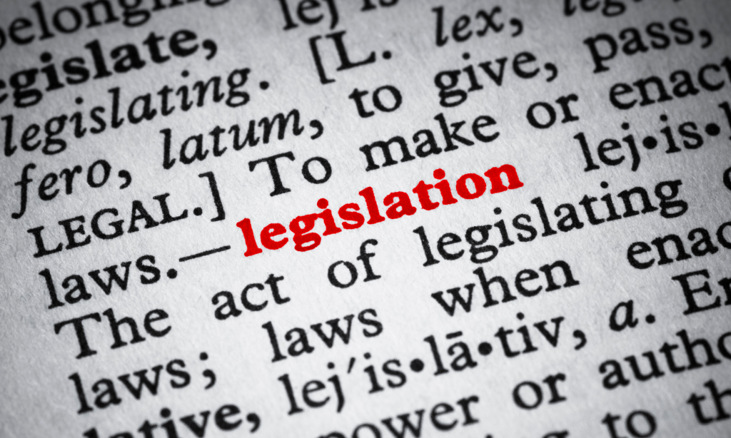 An image of the word legislation in a book.